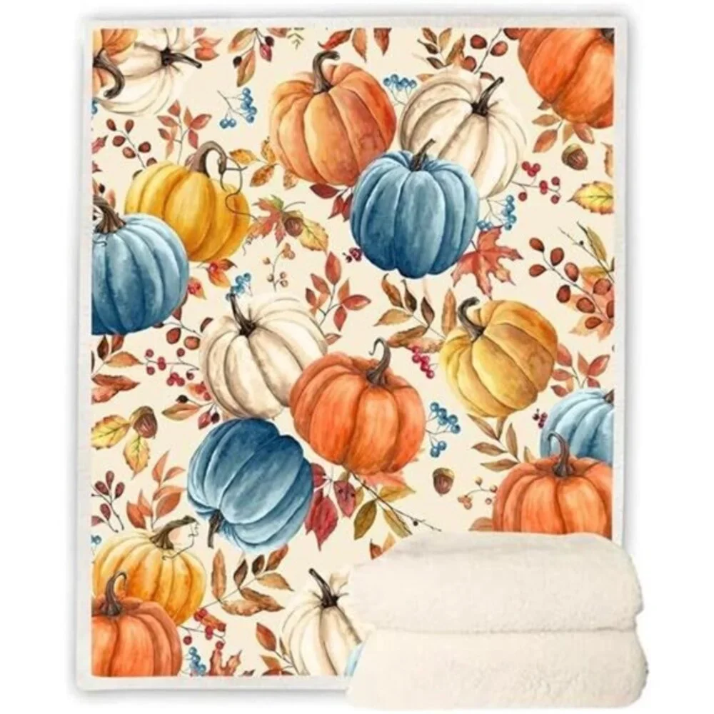 Fall Pumpkins Throw Blanket - Cozy‎ Autumn Fleece, 40